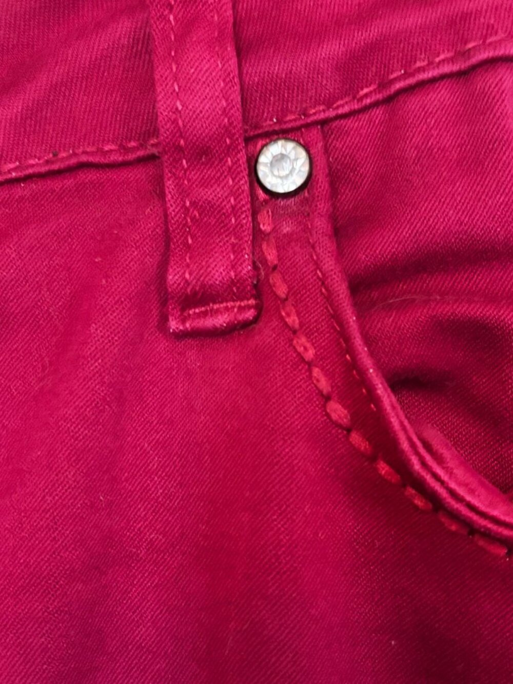 Blue Faith Straight Leg Stretch Red Jeans with Rhinestone Details Sz 7/8 - Picture 6 of 7
